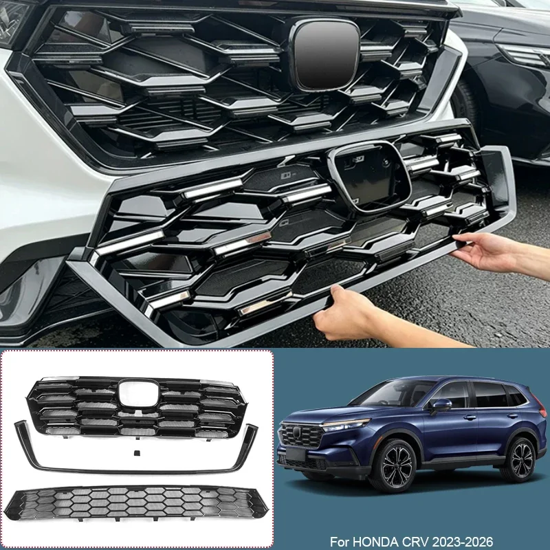 ABS Car Modify Front Buckle Insect Proof Net Auto Front Bumper Center Intake Grille Cover Accessory For HONDA CRV 2023-2026