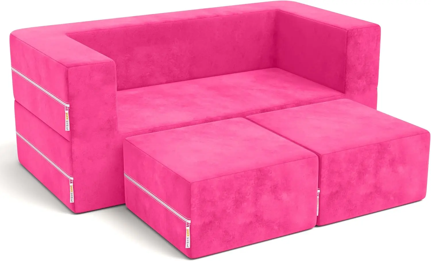 Kids Modular Loveseat & Ottomans, เก้าอี้นอนแบบพับได้, สีบานเย็น