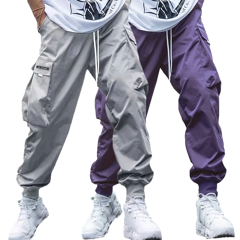 

Модные легкие брюки-карго, летние дышащие повседневные спортивные штаны, 2/1 шт., брюки в стиле хип-хоп с завязками, уличные брюки High Street