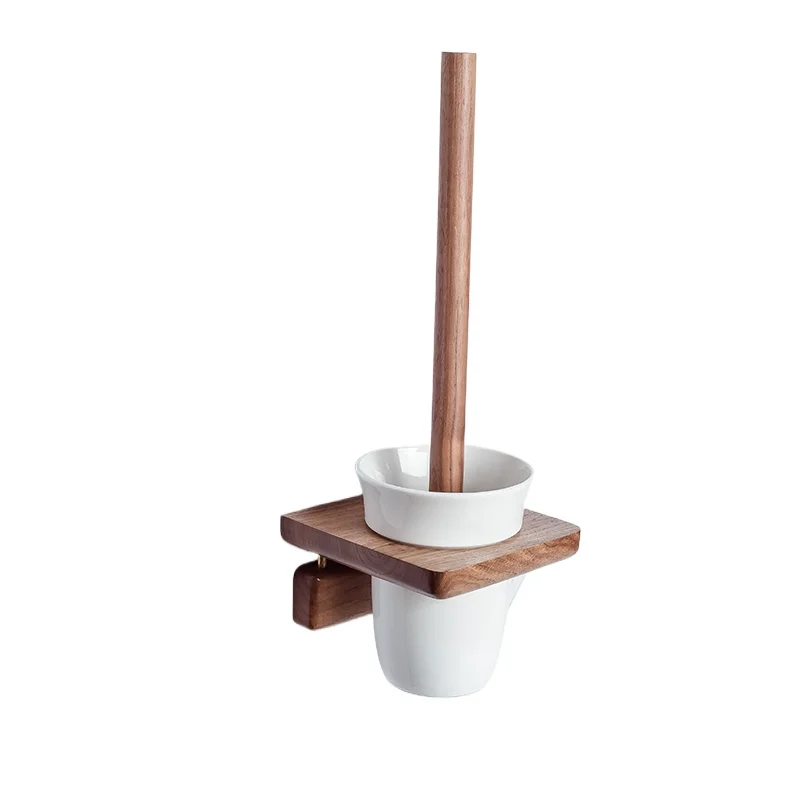 

Toilet brush shelf Solid wood new Chinese-style household no dead ends Washing toilet brush Wall-mounted bathroom