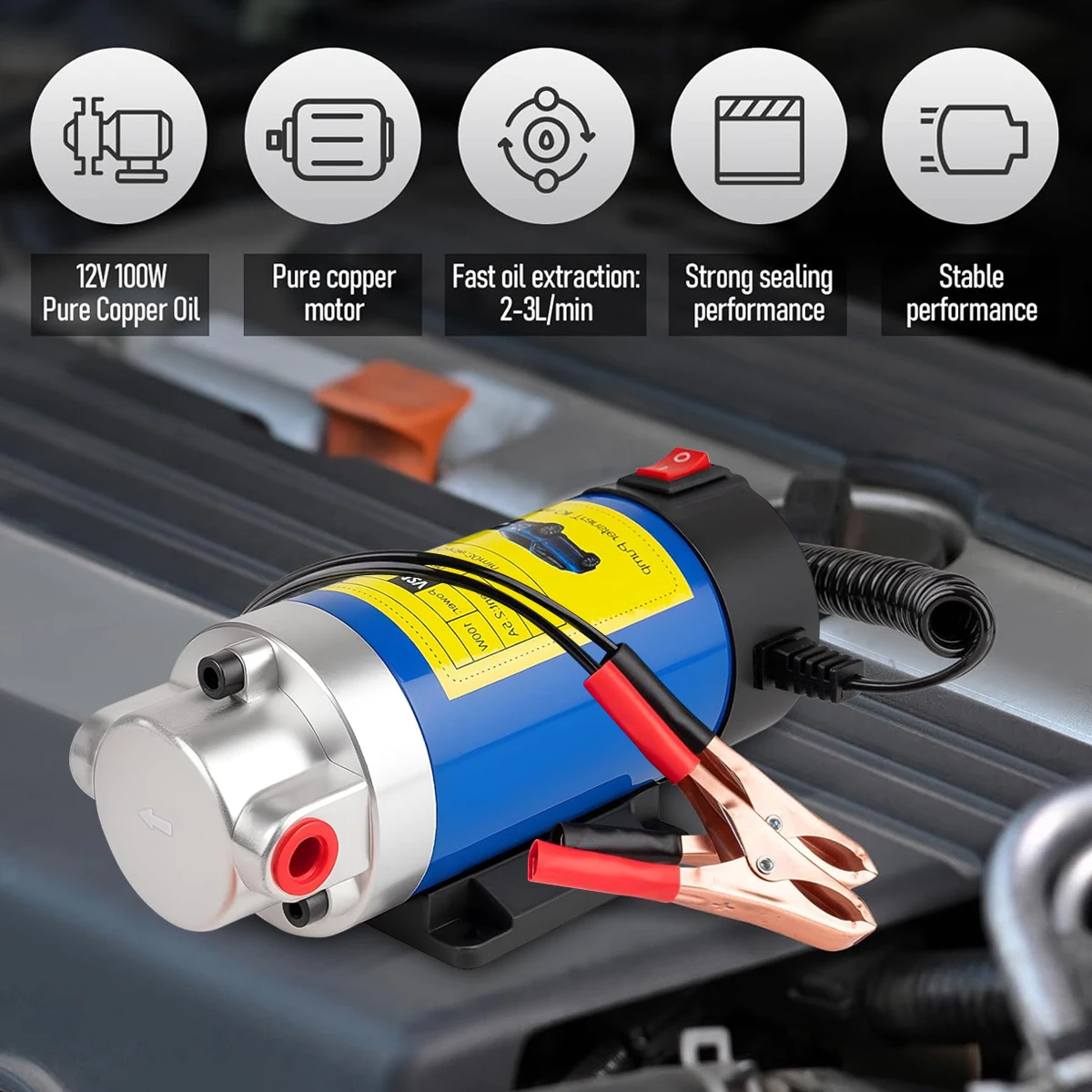 12V Electric Scavenge Suction Transfer Change Pump Oil Transfer Pump 1-4L/min Motor Oil Diesel Extractor Pump For Car