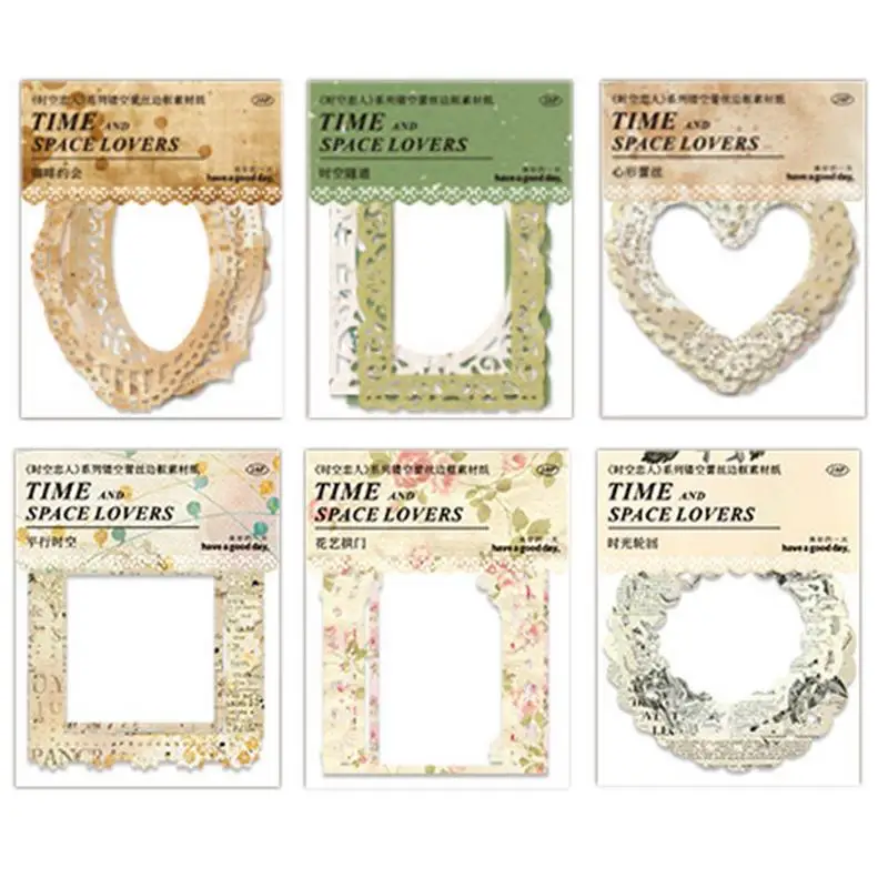 10 Pcs Scrapbooking Lace Frames Vintage Style Aesthetic Lace Design For Junk Journal Collage ArtFrame Decorative DIY Craft Paper