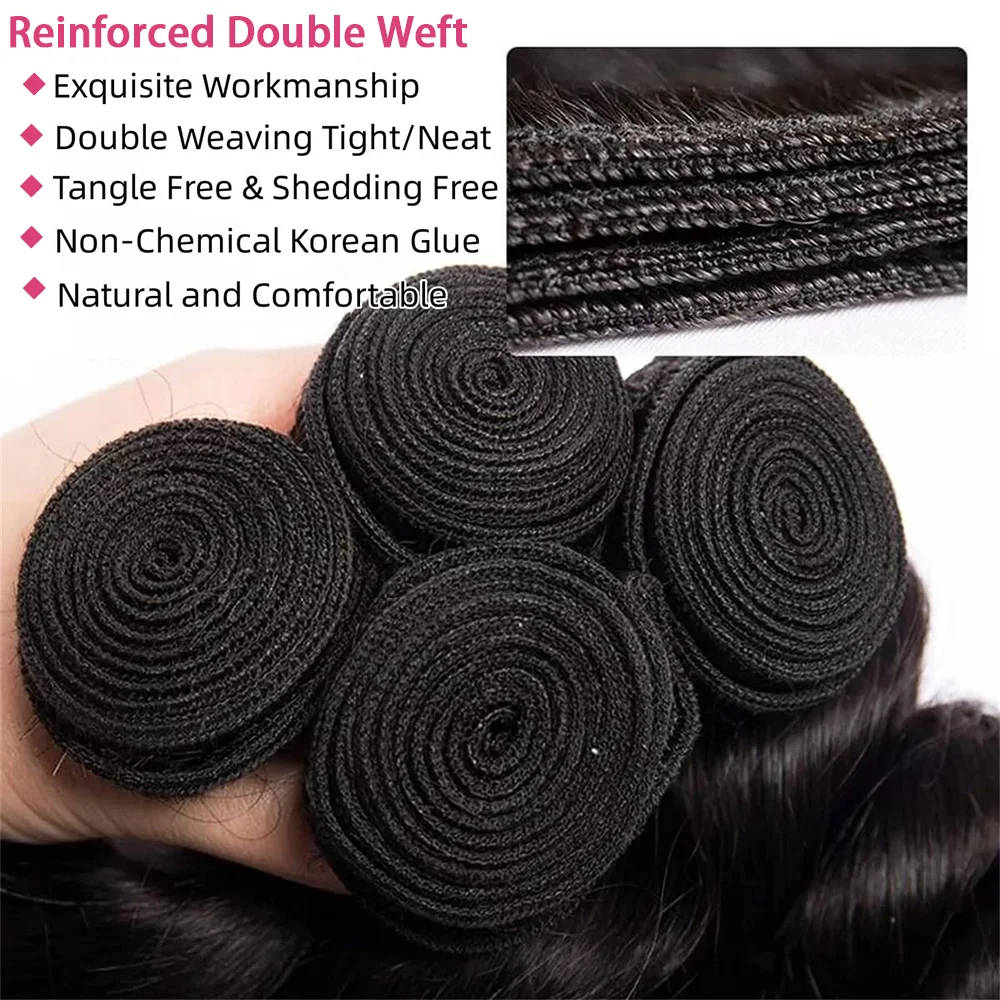 Brazilian Remy Hair Water Wave Human Hair Bundles Body Wave 100% Unprocessed Human Hair 3 Bundles Natural Black Color Extensions