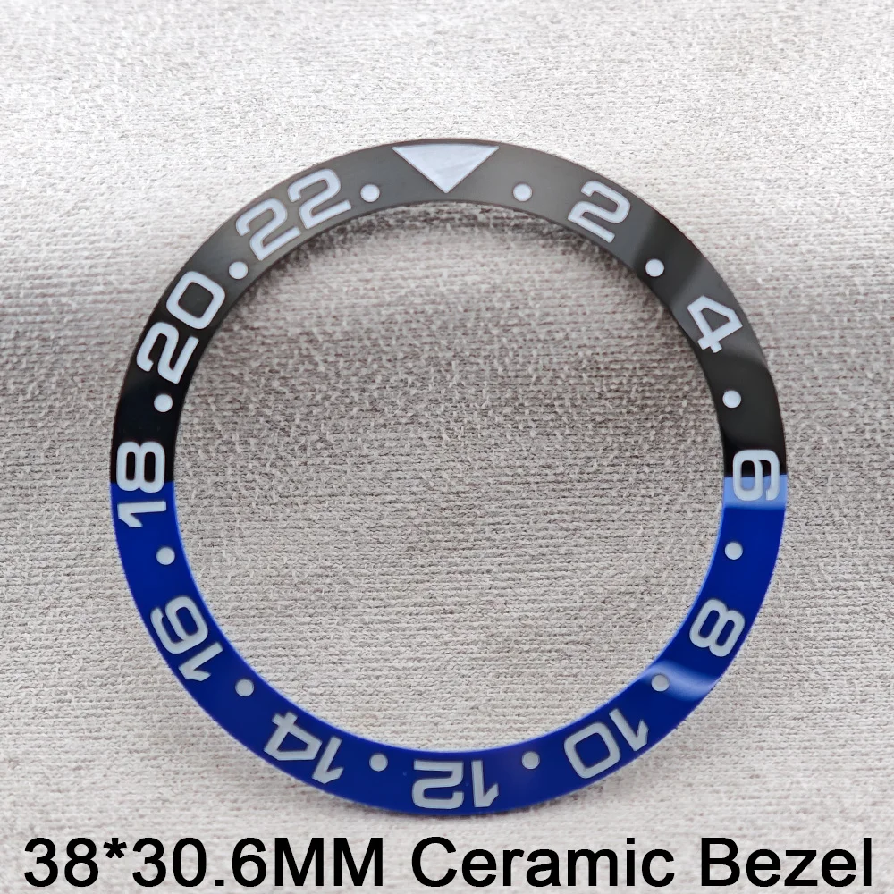 38 مللي متر * 30.6 مللي متر إطار من السيراميك/الألومنيوم بتوقيت جرينتش وإدراج ساعة الغوص يناسب علبة ساعة رجالية 40 مللي متر إدراج بديل الحافة