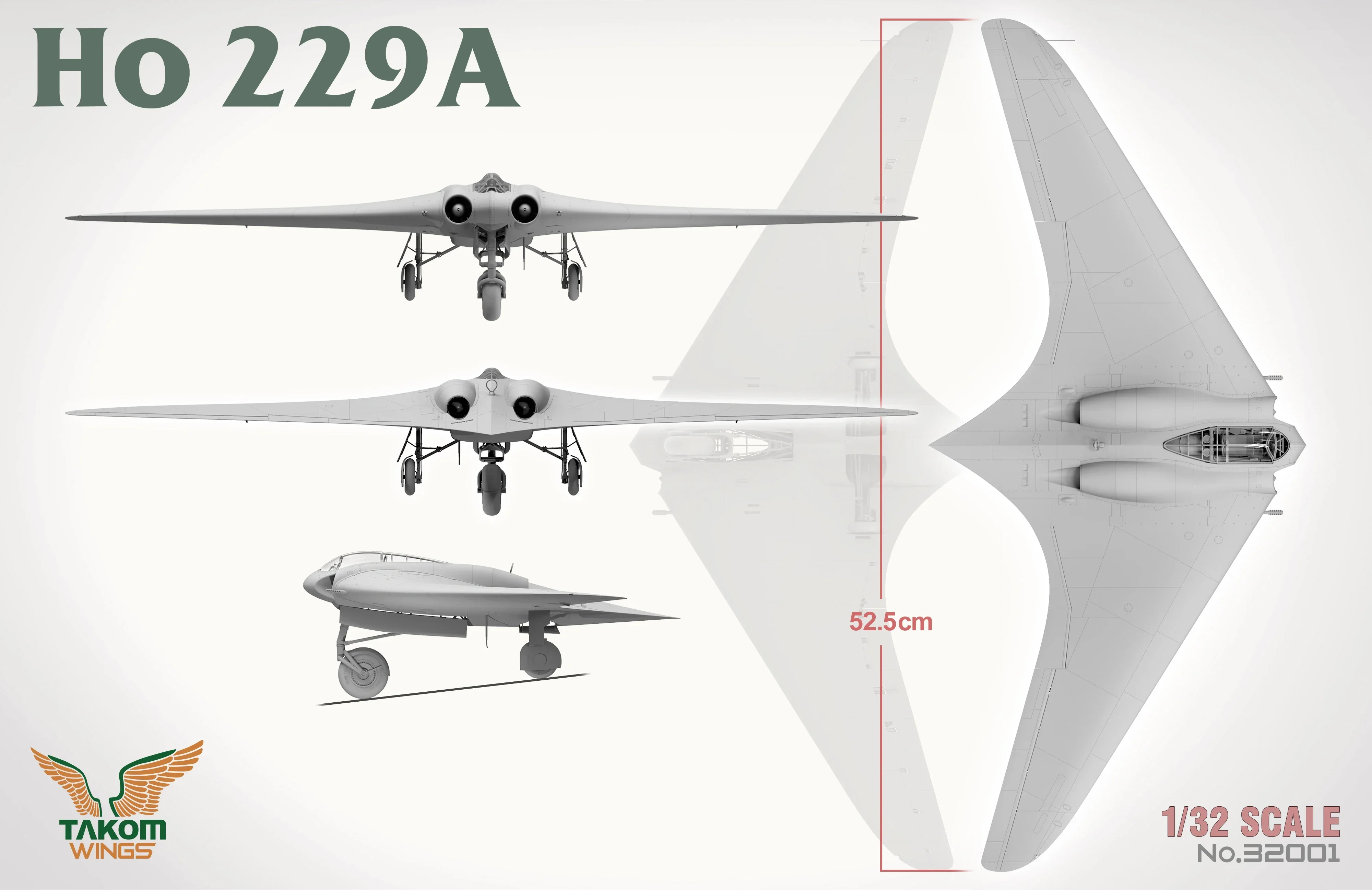 TAKOM 32001W 1/32 Scale Ho 229 กล่อง 2 Ho229A + Ho229B + 1/16Ho229 Pilot-Limited Model Kit