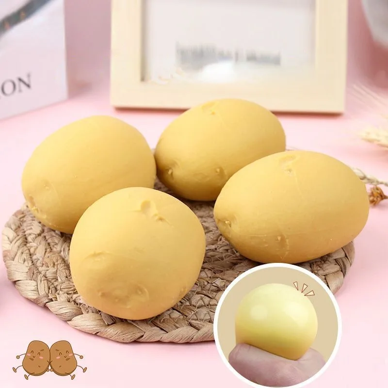 Simulation Potato Squishy Fidget Toys Mochi Elastic Yellow Ball Soft Cute Squeeze Funny Toy Party Decompression Tool Gifts