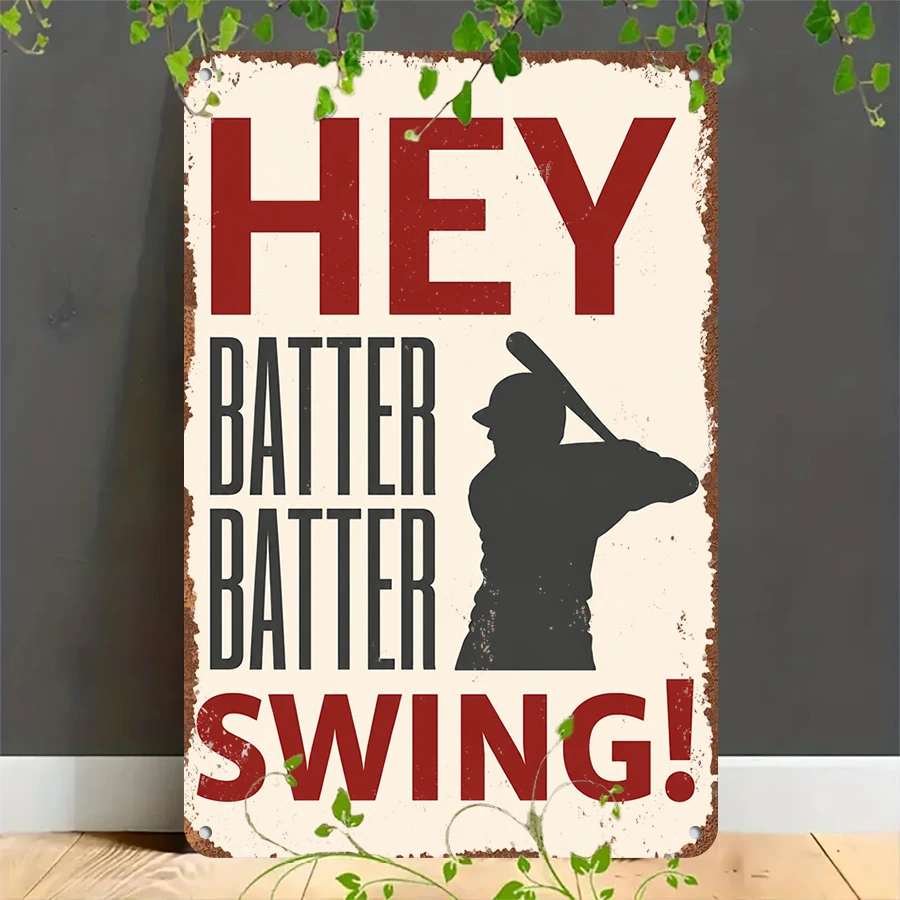 2D flat retro metal tin plate, Vintage Baseball Themed Decorative Tin Sign, Suitable for home, garage, café, bar and garden decoration
