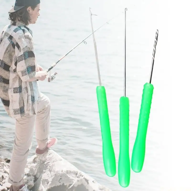 M5TC 3Pcs Baiting Rig Needle Stringer for Baits Hole Portable Fishing Splicing Needle