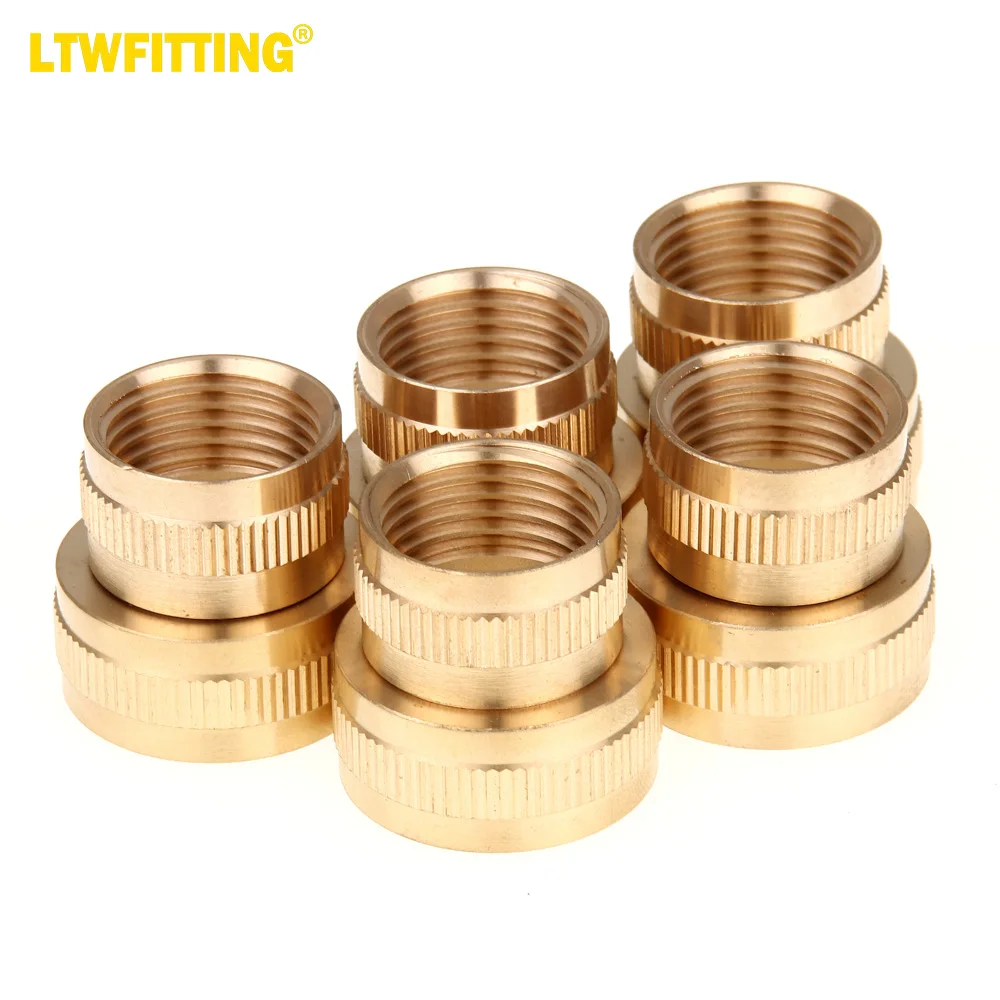 

LTWFITTING 3/4" FHT x 1/2" FIP Brass Swivel Hose Adapter ,Brass Garden Hose Fitting(Pack of 5)