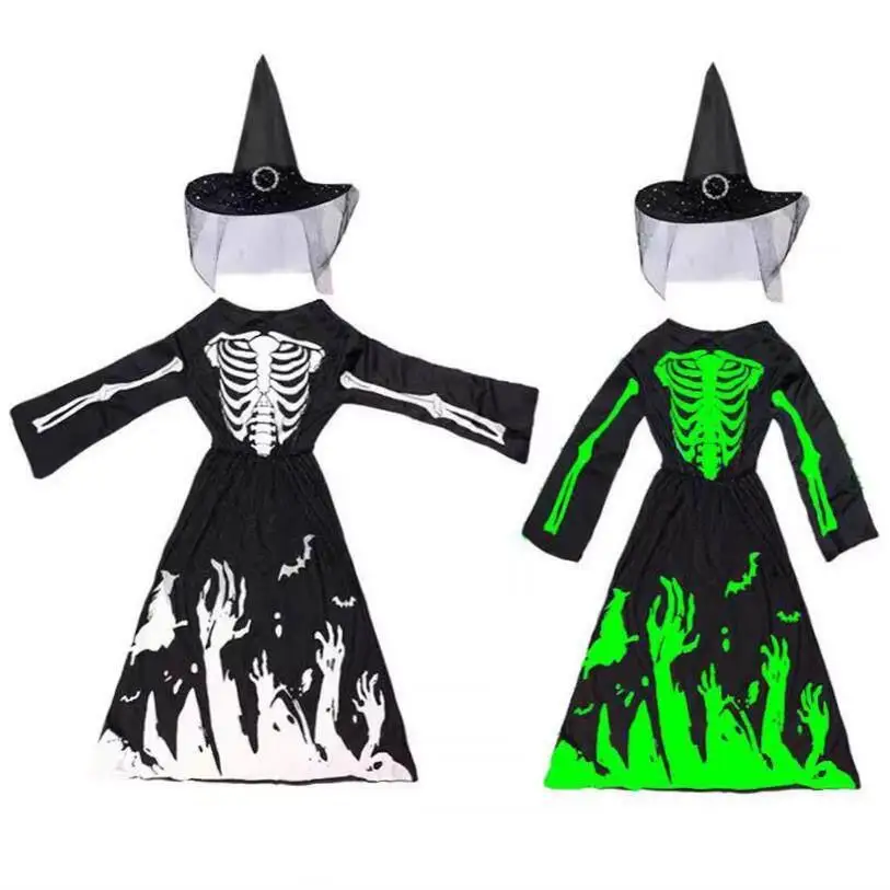 

Glowinthedark Reaper Skeleton Costume Halloween Cosplay Women's Ethnic Stage Wear Shiny Sequin Design Spooky Halloween Outfit