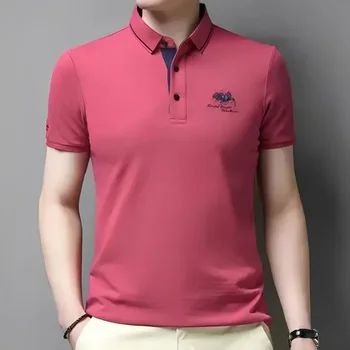 Customizable Men's Embroidered Casual Fashion Short Sleeved POLO Shirt Summer Comfortable Top 5