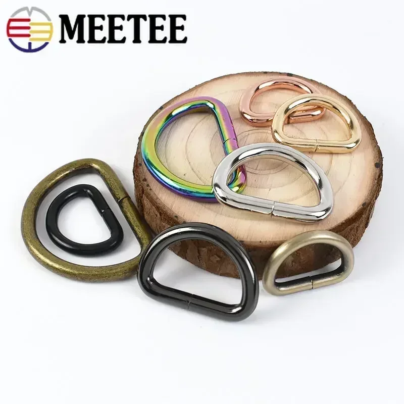 Meetee 10Pcs 20/25/32/38mm D Ring Metal Buckles For Webbing Bag Strap Adjuster Buckle Dog Collar Clasps DIY Hardware Accessories