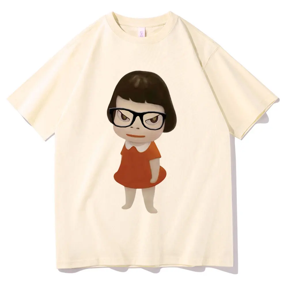 Yoshitomo Nara Wear Glasses Graphic T Shirts Unisex Fashion Art Aesthetic Trend Tshirt Men Women Casual Cotton Oversized T-shirt