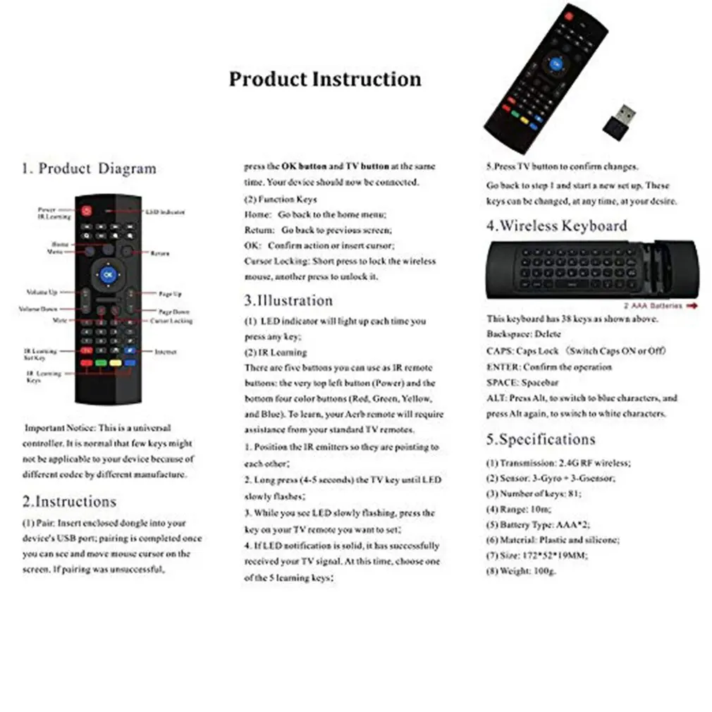 MX3-ratón inalámbrico inteligente, dispositivo con Control remoto, versión retroiluminada por voz, T3, RF, 2023