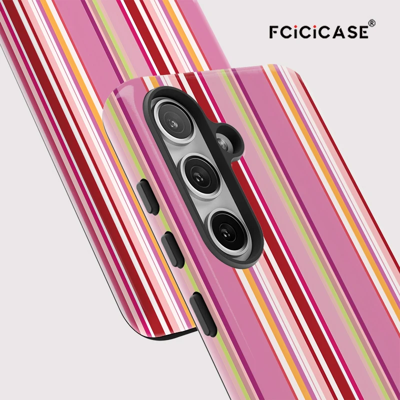 Fcicicase خطوط ملونة نمط قضية الهاتف لسامسونج غالاكسي A36 A26 A 26 5G A16 A56 للصدمات ماتي سيليكون الاكريليك غطاء