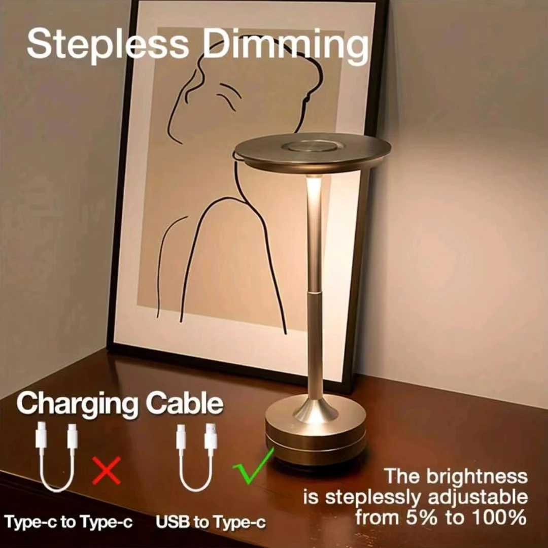 Rechargeable Wireless Table Lamp for Bedroom, Rechargeable, Touch Lamp, Camping Candle, Creative, USB-C, Desk Lamp image 3