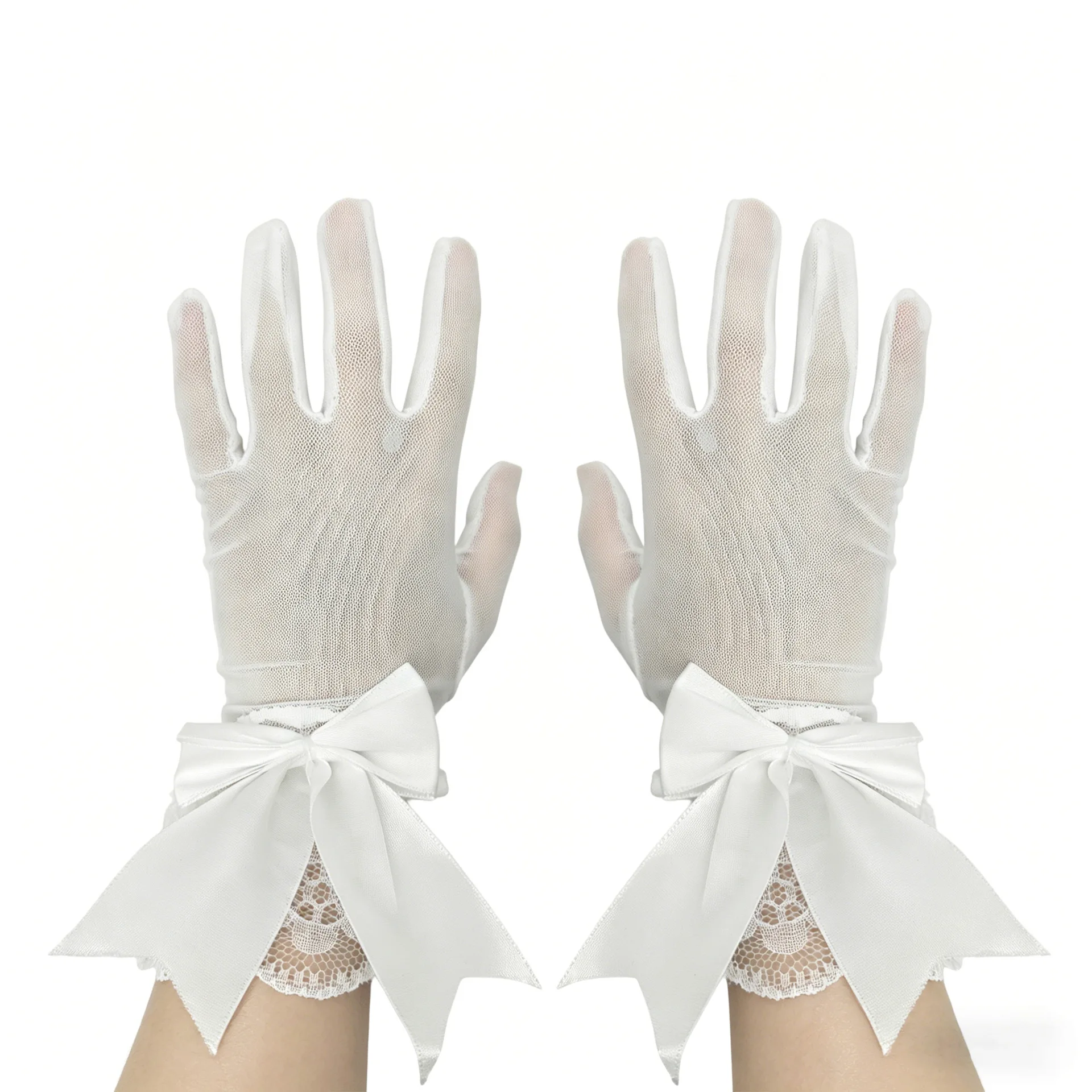 Gloves Child Lace Short Thin Summer Wedding Party Bow Retro Elegant Lightweight Breathable Polyester Multicolor Accessory