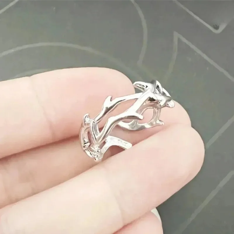 1PCS Vintage Ins Style Adherence Men's and Women's Rings with Branches, Thorns, Couples' Ring Gifts, Fashion and Personality Y2k