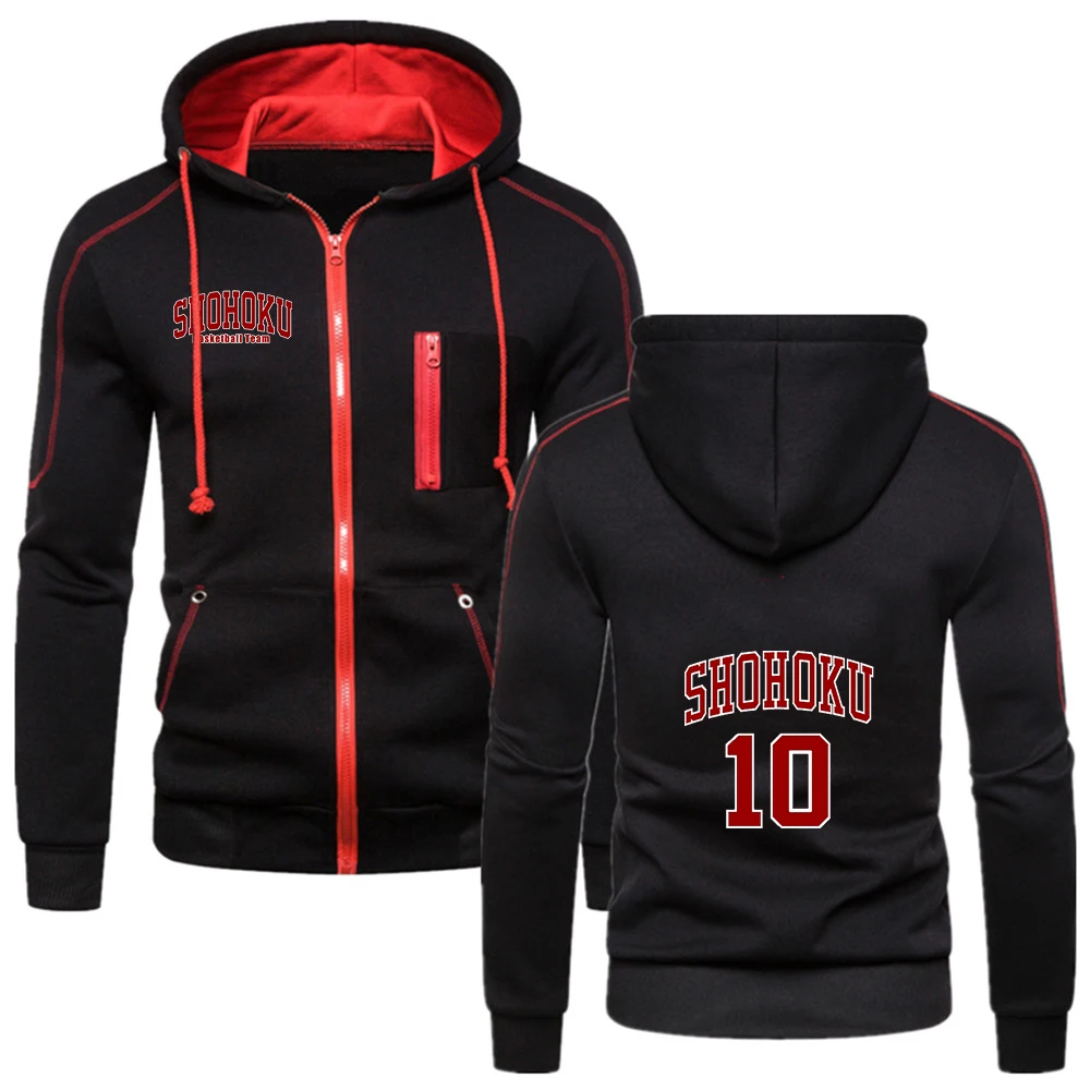 2025 Spring And Autumn Man's Solid Color Hoodies Anime Sakuragi Basketball number 10 Logo Print Popular Hooded Coat Jacket view 4