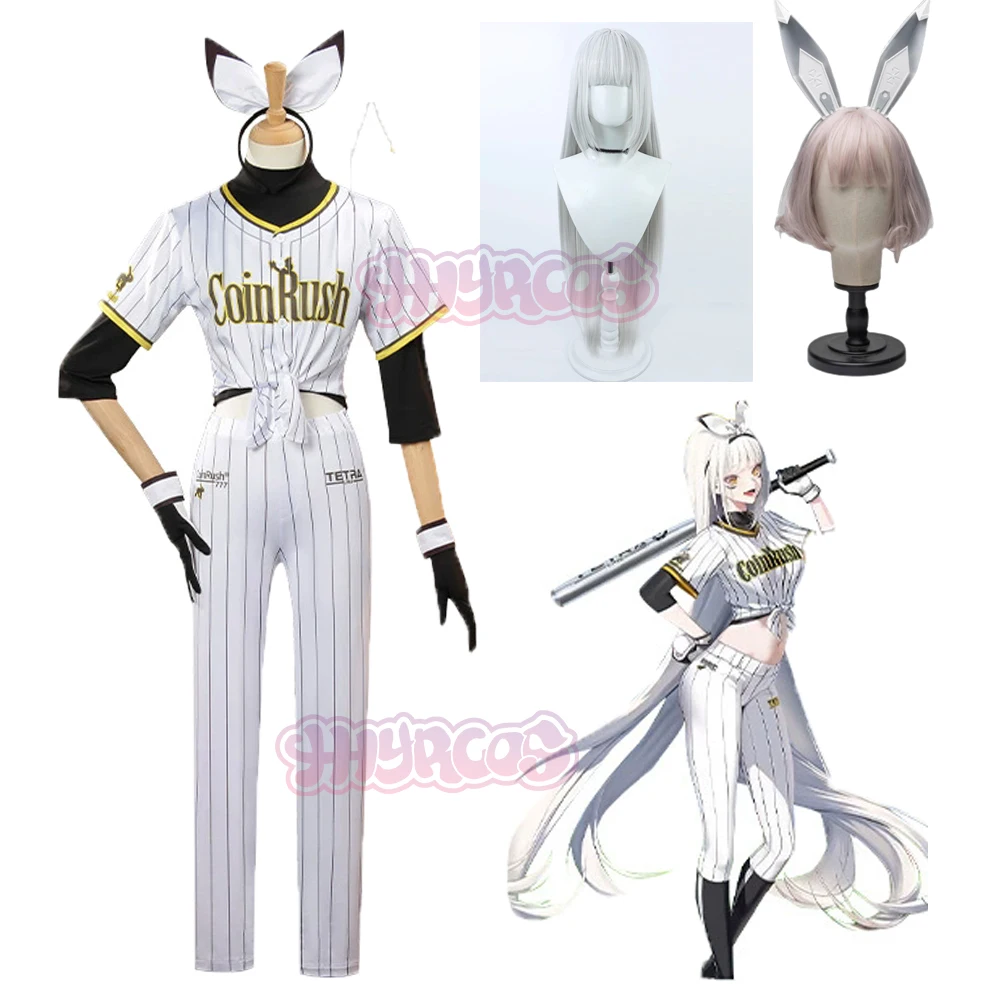

NIKKE：The Goddess of Victory Blanc Cosplay Costume Headwear White Stripes Baseball Uniform Wig Woman Carnival Halloween Suit