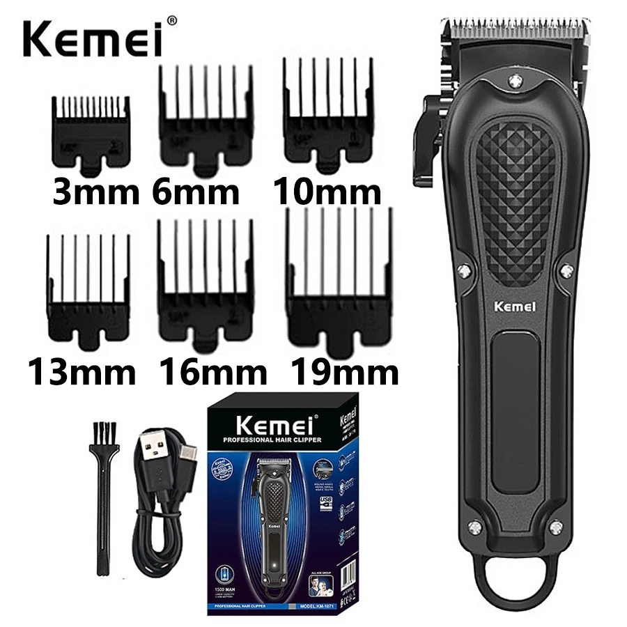 Kemei KM-1071 USB Rechargeable Electric Hair Clipper Professional Cordless Beard Trimmer Men Electric Hair Cutting Machine