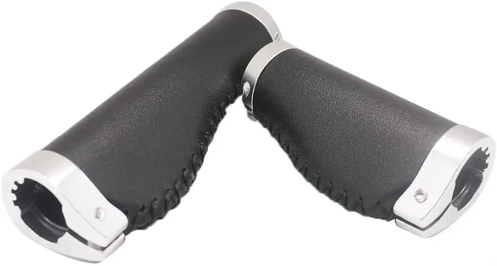 Bike Handle Grips 135/95mm Long/Short Grips Non-Slip PVC Microfiber Leather Ergonomic Hand-Sewn Casual Retro Double Lock-on Grip