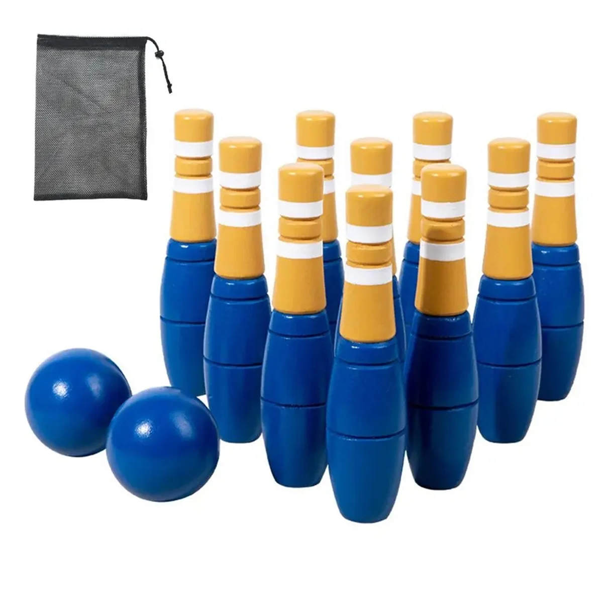 

ABME Wooden Bowling Indoor Outdoor Bowling Toys Kids Bowling Set Interactive Toy