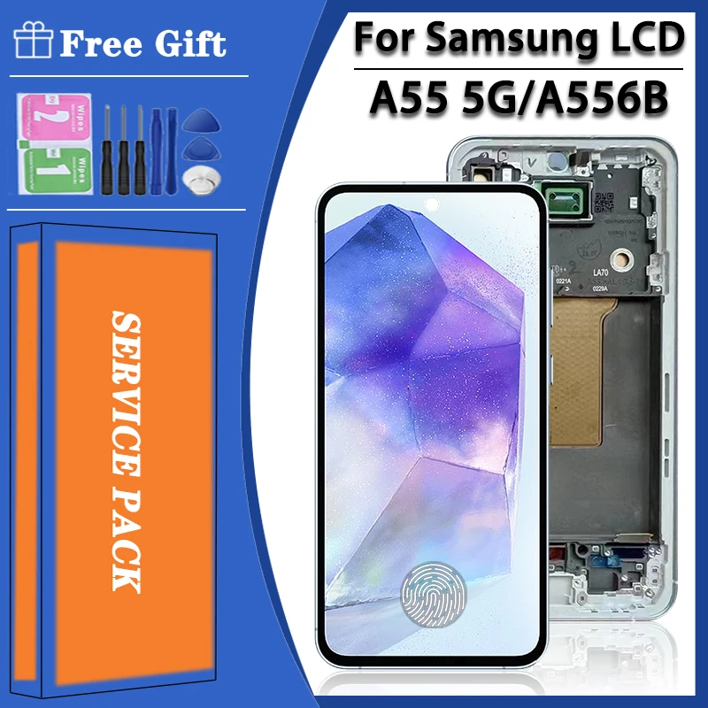 6.6\'\' Super AMOLED For Samsung A55 5G LCD A556V A556E A5560 Display Touch Screen Digitizer For Samsung A556B LCD Frame