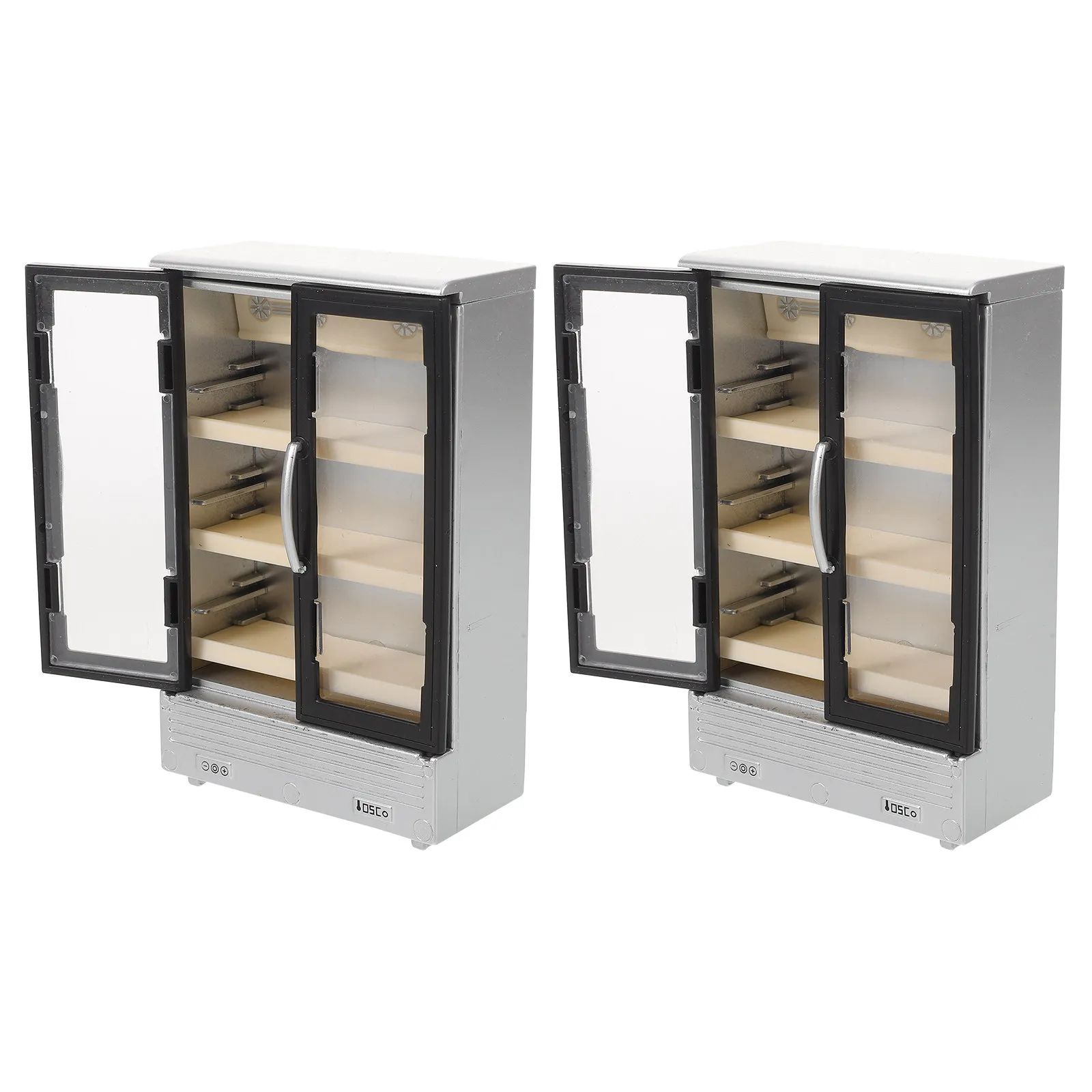 

2 шт. мини-холодильники с двумя дверцами, миниатюрные холодильники для кухонных сцен, для ролевых игр, компактные, портативные