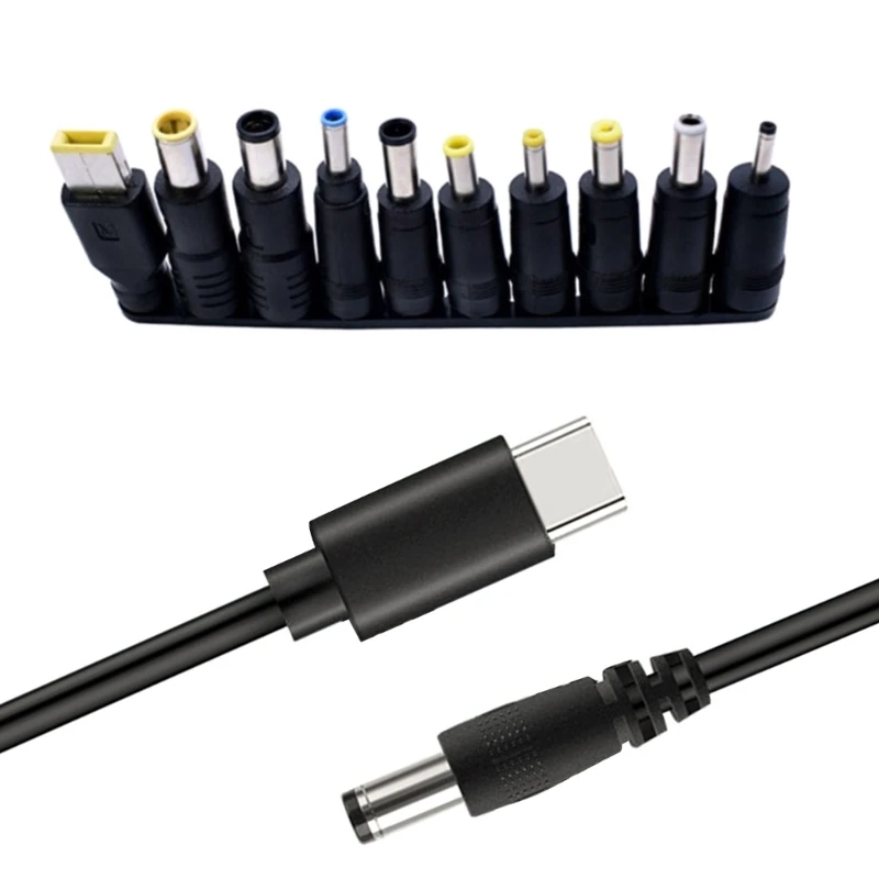 PD100W UsbC TypeC to DC18.5-20V Fast Charging Power Cable 10 Connectors Adapter for LCD Monitors Cine Broadcast Radio