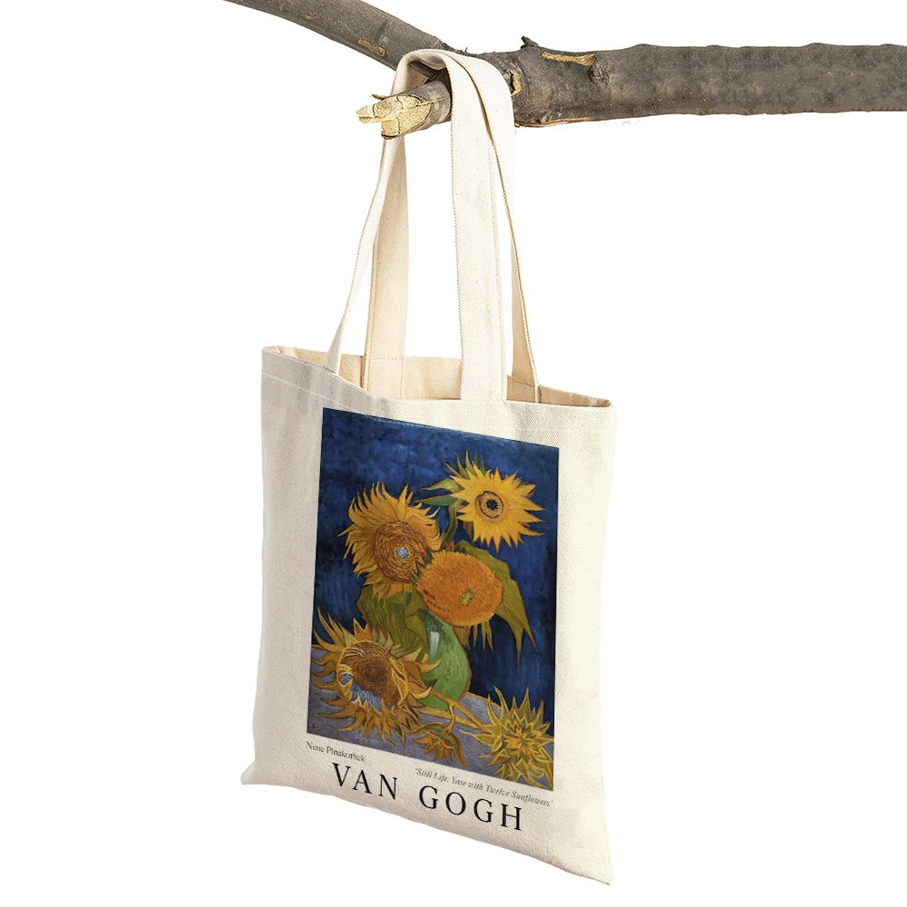 Van Gogh Vaso Cinque tarry Notte Girasole Fauvismo Supermercato Shopper Borsa Tote Borsa Moda Cartoon Lady Borsa per la spesa riutilizzabile