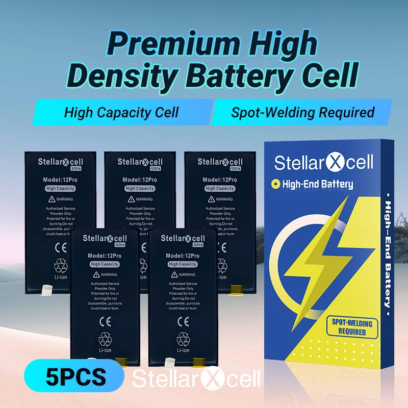 

5pcsStellarXcell without Flex High Capacity Battery Cell for iPhone Xs Max Xr 11 12 13 14 15 Pro Mini spot-welding