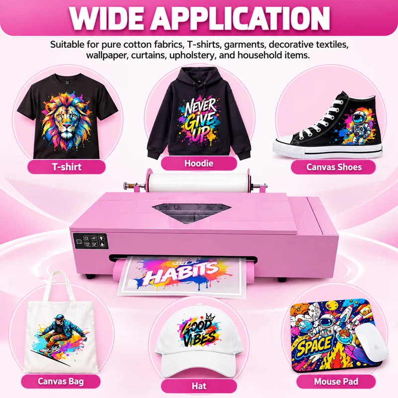 DTF Printer Roll To Roll Heat Transfer Printing Machine for T Shirt Garment Textile Clothing Digital Printing A3