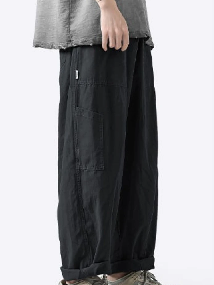 

Straight Plain Cargo Pants for Men Spring Summer Hiking Outdoor Luxury New In Emo Cotton Korean Style Cheap Nylon Trousers Man