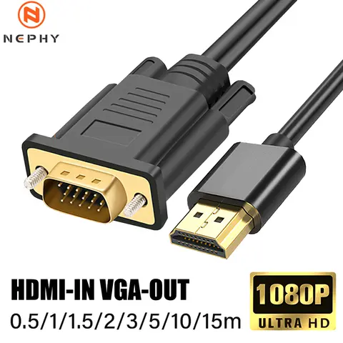 HDMI Input To VGA Output Video Converter Cable High Quality Adapter For Laptop Computer PS4 Switch Xbox TV 0.5 1 2 3 5 10 Meters