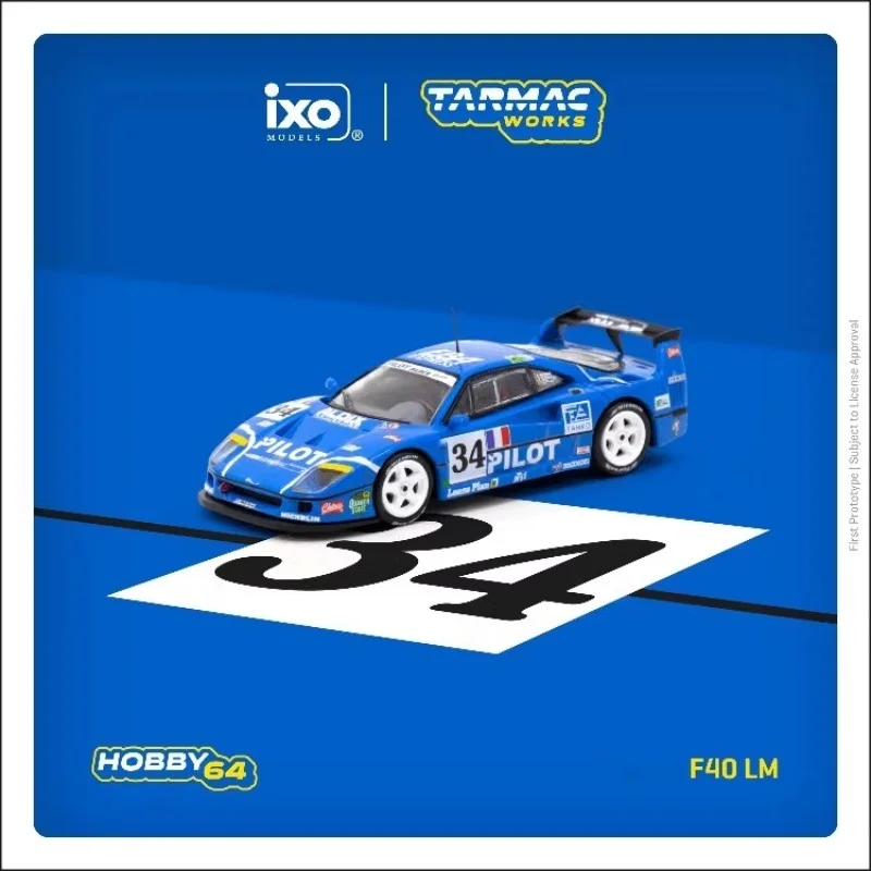 Гоночный автомобиль TW 1:64 F40 LM Blue Le Mans No. 34, литая под давлением миниатюрная модель игрушечного автомобиля из сплава, украшение для взрослых, игрушка для мальчика, в наличии