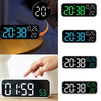 Digital Alarm Clock  Date and Temperature Week Display Night Mode Table Clock Voice Control 12/24H Electronic LED Alarm Clocks