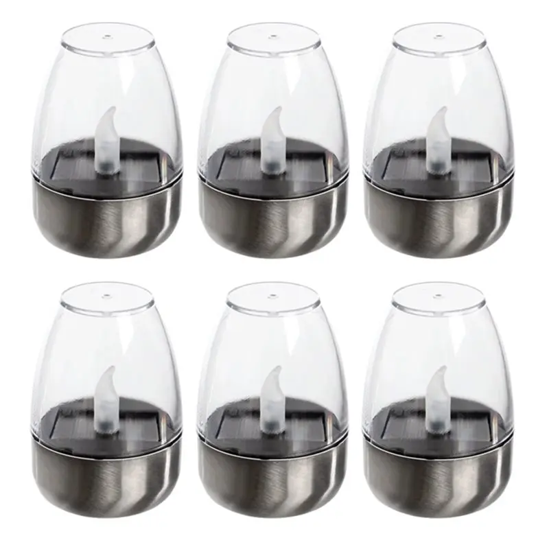 A60znight Light Rechargeable LED Solar Candles Light 6 Pieces Flameless For Garden Decor Outdoor Wedding Party Atmosphere Lampma