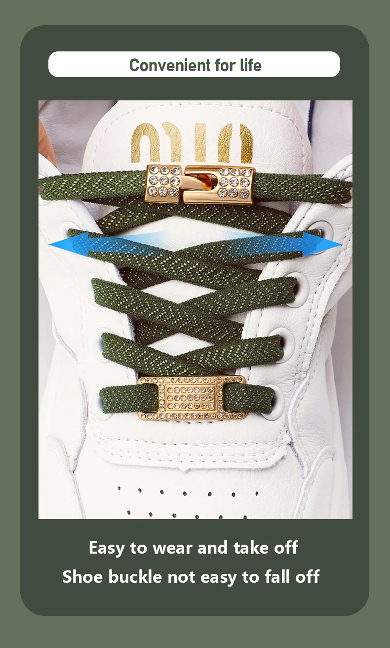 1 Paar elastische Schnürsenkel ohne Binden, mit glitzernden Diamant-Kreuzverschlüssen, Schnürsenkel-Charms, Sneaker-Schnallen für Metallschnürsenkel für Damen und Herren – Detail 4
