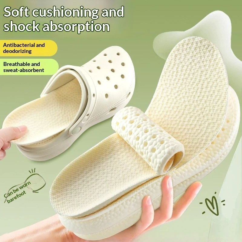 Soft Comfort Croc Shoe Insoles Breathable Anti-slip Deodorant Sweat Wicking Antibacterial Unisex Shoe Pads No Socks Needed