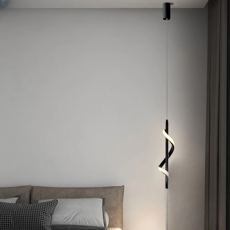 Bedside chandelier, modern minimalist bedroom lamp, study bar, minimalist long line, light luxury dining room