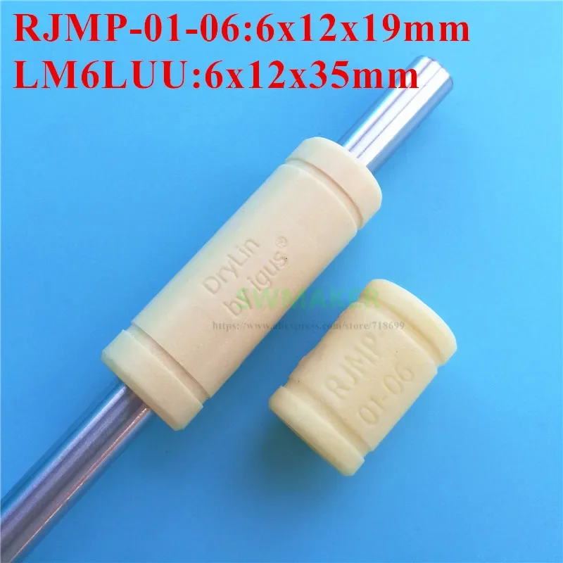 10PCs lm6uu solid polymer RJMP-01-06 RJ4JP-01-08 RJMP-01-10 RJ4JP-01-12 linear bearing bushing 6mm Prusa Mendel DIY CNC motion