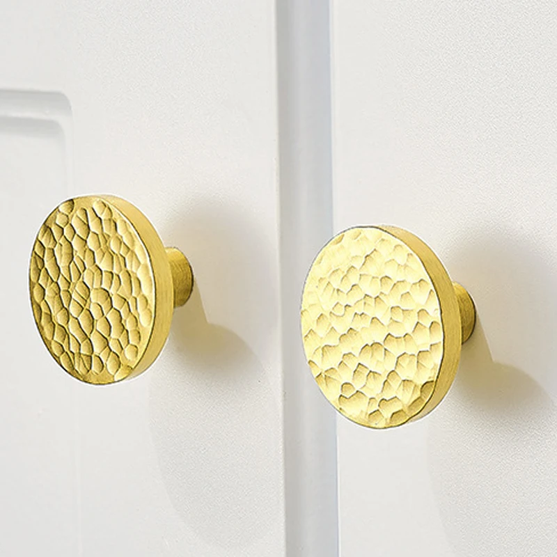 

Factory Supply Hammered Brass Cabinet Pulls Single Hole Gold Luxury Handles For Drawer Wardrobe French Style Door Handle