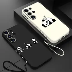 Cute Panda Phone Case for Samsung Galaxy S10e S10 S9 S8 Note 20 Ultra Note 10 Plus 8 9 Square Liquid cases