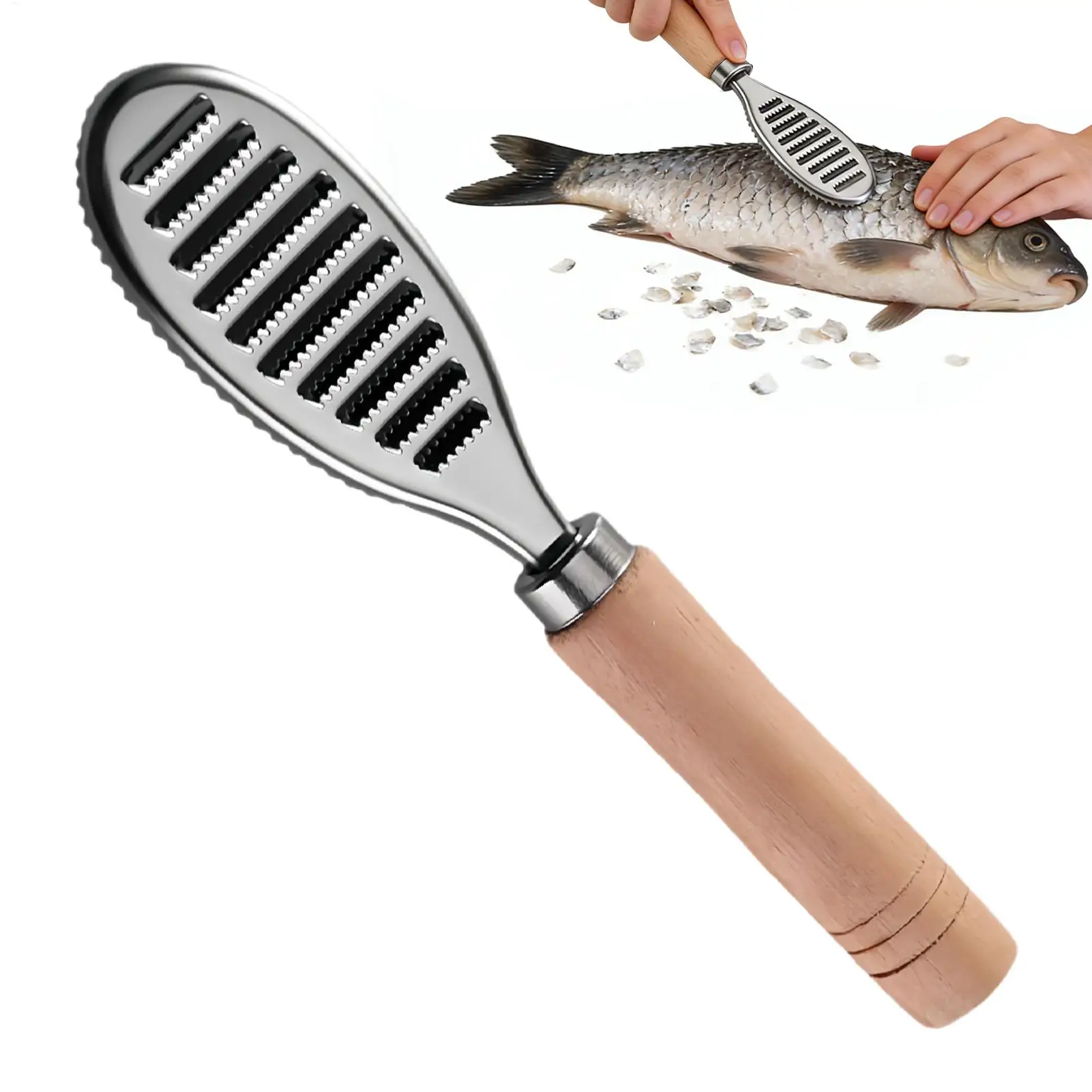 Portable Fish Scaler Remover Cleaner Fishing Scalers Clean Descaler Scraper Seafood Knif Tools Kitchen Stainless Steel Scraper