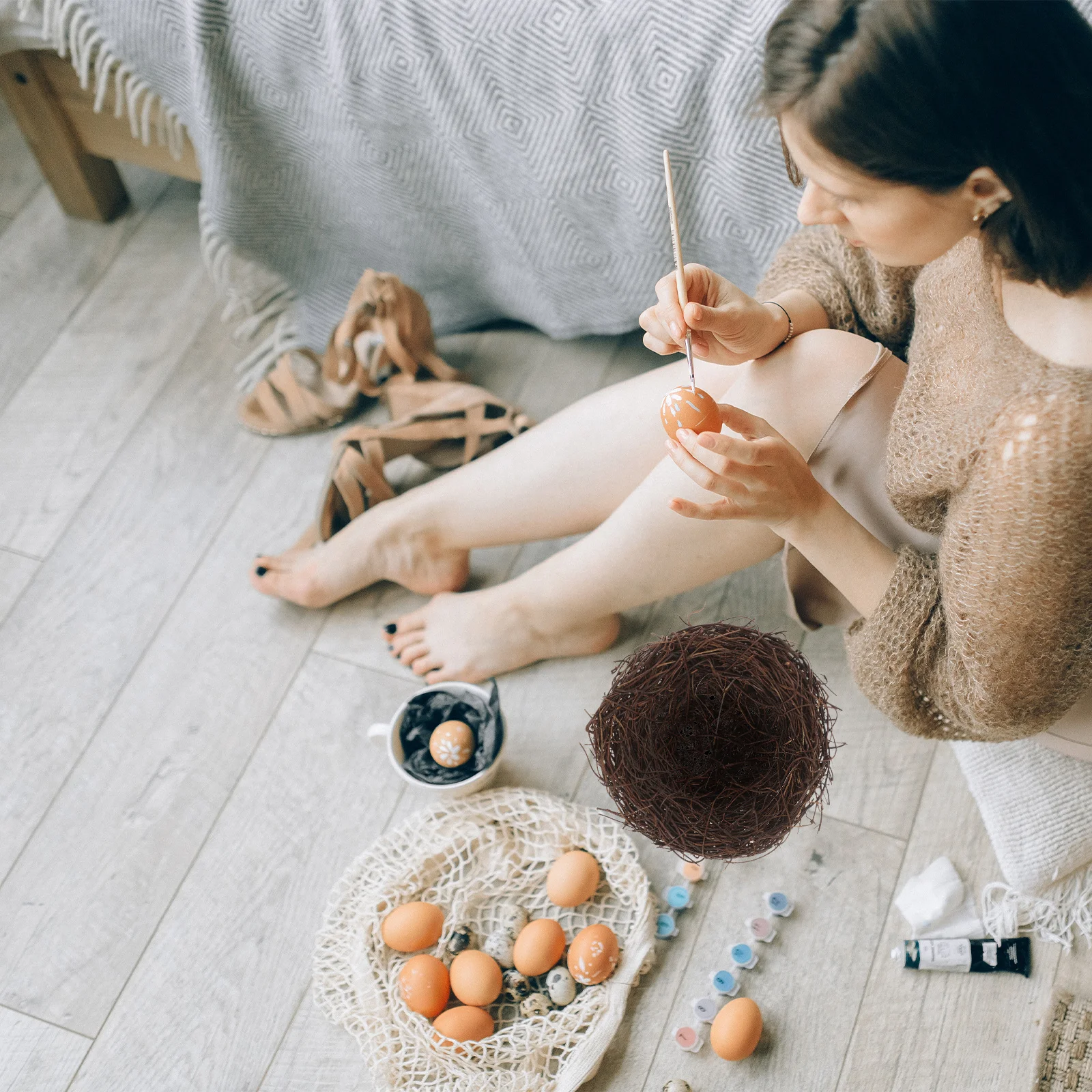 

Artificial Bird Nest Ornament Premium Rattan Nest for Birdcage Desk Tree Decor Micro Landscape Moss Garden Decoration