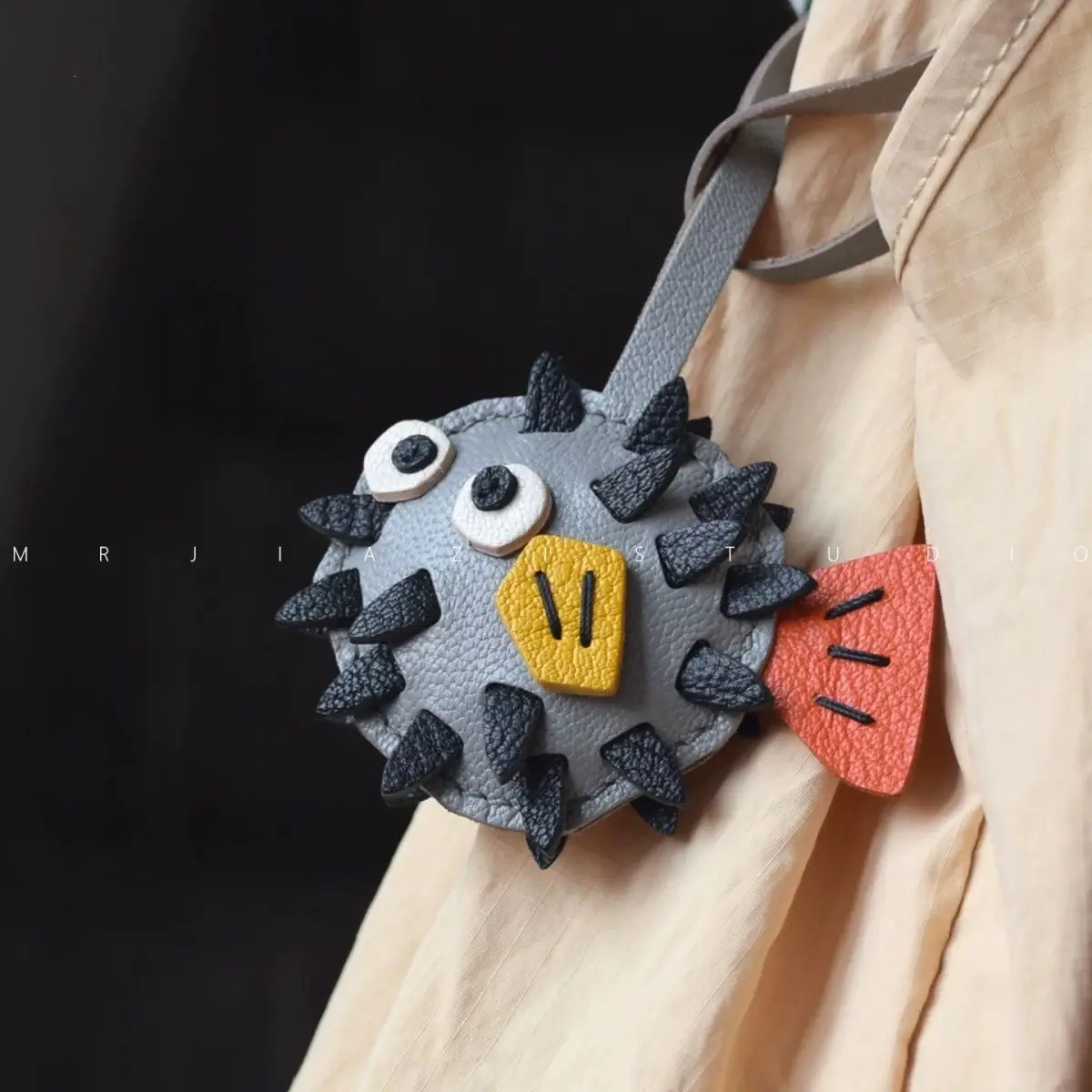 Small Fugu Leather Key Chain Decoration Bag Hanging Bag Accessories Cute Simple Minority Fashion Car Hanging Ornaments