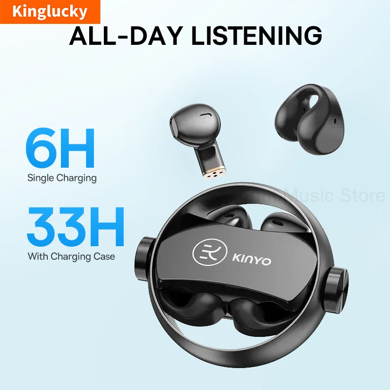 

KINYO Большая мощность HiFi качество звука Поворотная Bluetooth-гарнитура Беспроводные наушники-вкладыши двойного назначения Игры Спорт Сверхдлительный зажим для ушей