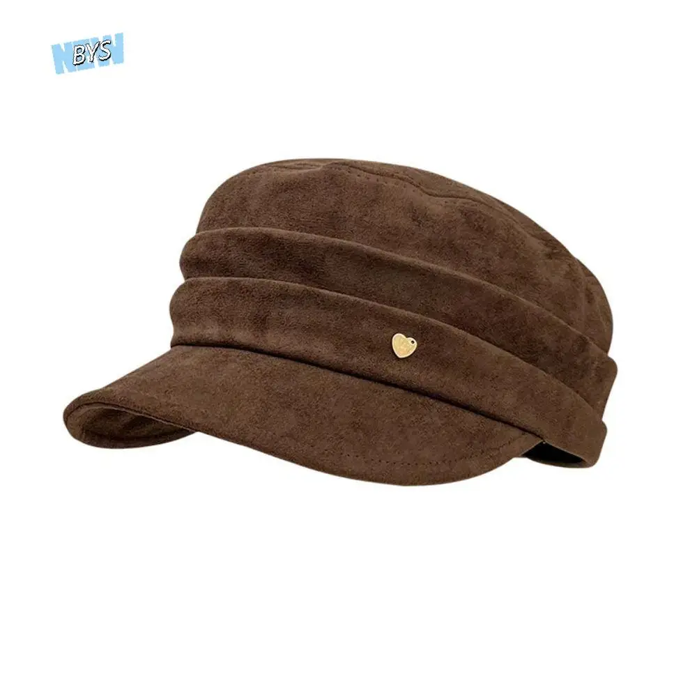 

Casual Korean Style Suede Equestrian Hat Flattop Newsboy Cap Flat Cap Chamois Vintage Retro Painter Hat Outdoor
