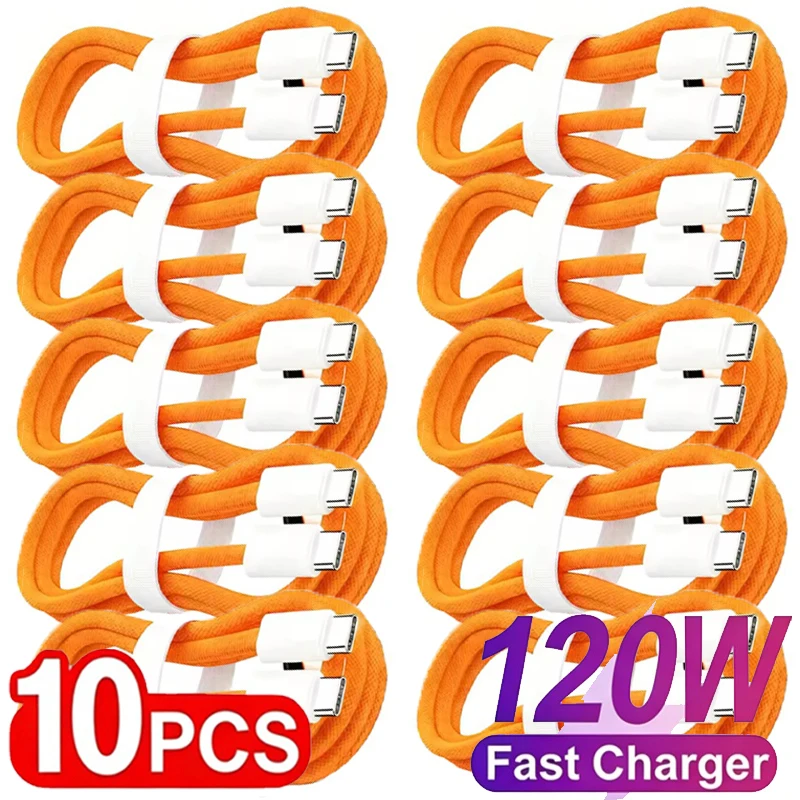 Image of 10 Stück PD-Kabel 120W Superschnelles Ladekabel Typ C zu Typ C Kabel Hochgeschwindigkeits-Datenübertragung für iPhone Samsung Xiaomi Ladekabel